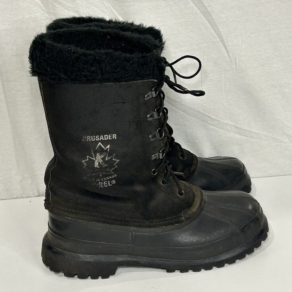 Sorel Kaufman Crusader Winter Boots men Size 7 Blk leather waterproof Duck Boots